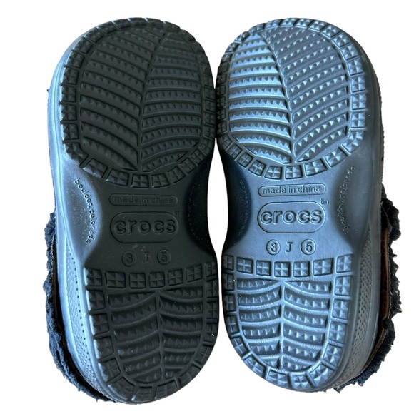 CROCS Clogs Black Classic Fleece Lined Slip On Junior Shoes Size 3 - Picture 6 of 6